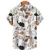 Camisa casual para hombre con estampado digital 3D de gatito lindo, nueva camisa de manga corta para hombre 2024, suministro transfronterizo