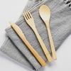 Atacado de fábrica kit de faca, garfo e colher de bambu e madeira, garfo de frutas doméstico, faca e garfo de pão, gravação a laser, estilo rústico, produtos genuínos, colher