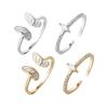 Anillo Abierto de Mariposa de Diamante Brillante Tridimensional para Mujer, Nuevo Estilo Trendy, Anillo Combinado Personalizado Estilo Influencer Blogger