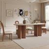 Mesa y sillas de comedor de madera maciza estilo Sili para apartamentos grandes y pequeños, placa de roca cueva, nogal negro norteamericano, mesa y sillas de comedor ovaladas estilo francés claro