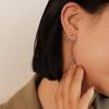 Wang Ziwen con temperamento de estilo ins una variedad de pendientes de bolas de acero de cara redonda pendientes delgados nuevas joyas de acero de titanio F442