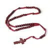 [5 colores en stock] Cuentas de oración cruzadas europeas y americanas, cuentas de madera natural, joyería tejida con cuentas hecha a mano, venta al por mayor transfronteriza