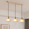 [Grande Promoção] Lustre de Vidro e Madeira Maciça Estilo Japonês Lâmpada de Vidro Decoração de Mesa para Sala de Jantar Pequeno Lustre para Sala de Chá Zen