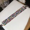 Joyas Jardín Monet Pulsera de Piedras Preciosas Arcoíris Chapada en Oro Real de 18K Pulsera de Lujo Lujo Ligero Accesorio de Mano para Banquete Nupcial