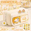 Estojo de lápis de queijo de 13 camadas para meninas, design de panda, nova caixa de papelaria multifuncional, estojo de lápis de alta estética para alunos do ensino fundamental II