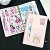 Novo caderno de folhas soltas A6 com bolinhas cor-de-rosa, alto valor estético, caderno de couro, planejador portátil para estudantes
