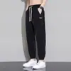 Pantalones de verano de seda helada para hombre al por mayor, pantalones casuales rectos holgados con cordón para hombre, adecuados para trabajar en obras de construcción, pantalones jogger finos