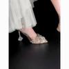 Moda Versátil Lujo Ligero Pedrería Brillante Punta Afilada Tacones Altos Transparentes Sandalias de Punta Abierta Nuevo Diseño para Uso Exterior