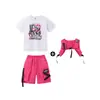 Ropa Moderna para Niños de Street Dance Hip-Hop Streetwear Chaleco para Niños y Niñas Traje de Tres Piezas para Actuación Traje de Marca Moderna de Hip Hop para Niños