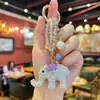 Chaveiro de Argila Novo Modelo Transfronteiriço com Strass e Contas de Cristal de Elefante Realista, Exquisite Pequeno Acessório para Meninas, Pingente de Bolsa
