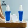 Directo de fábrica 30ml cuadrado transparente base líquida con dispensador sub-empaque botella de vidrio para maquillaje botella de loción botella cuadrada para crema protectora