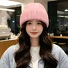 Gorro de Lana Cálido para Otoño e Invierno para Hombres y Mujeres Estilo Coreano Bordado de Letras Gorro de Punto Protección contra el Frío Cubreorejas Cubrecabezas Moderno
