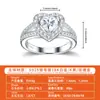 Anillo de Plata S925 con Forma de Corazón de Moissanita Transfronterizo con Diseño de Corazón Incrustado de Doble Capa para Mujer, Joyería de Plata de Lujo Ligero de Nicho, Envío Directo de Una Pieza