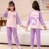 Pijama infantil fina de verão, conjunto de algodão penteado, manga curta longa, menino, bebê, menina, roupa para ar condicionado, roupa de casa para crianças médias e pequenas