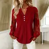 Estación Europea 2026 Comercio Exterior AliExpress Wish Camisa Más Vendida Nueva Color Sólido Cuello en V Encaje Blusa para Mujer