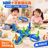 Círculo infantil bebê jogando anel de brinquedo jardim de infância pré-escola educação coordenação de treinamento arremessando adereços anel educacional