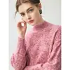 Suéter de cachemira teñido en degradado para mujer, cuello semi alto, jersey grueso de tres hilos, top de hilo floral, camiseta básica de corte holgado