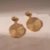 Agulha de Aço Europeia e Americana Transfronteiriça Textura Redonda Brincos Pingente Luxo Leve Brincos de Alta Qualidade Design de Brincos da Moda Nicho