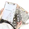 Falda Hawaiana Melody Tablero Acrílico A4 Clip Almacenamiento de Documentos de Oficina A6 Tablero de Escritura para Estudiantes Papelería Portapapeles para Exámenes