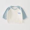 Moletom Pulôver Infantil 2025 Outono e Inverno Novo Tendência Desenho Animado Raglan Manga Longa Camisa Base Classe A Bebê Top