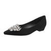 2025 Nuevos Zapatos de Tacón Grueso para Mujer, Puntiagudos, de Colores de Moda con Pedrería, Piel Suave, Cómodos, No Cansan los Pies, Tacón Bajo