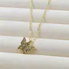 Collar con Colgante de Mariposa Coreana Simple de Gama Alta con Piedras Estilo Lujo Ligero Venta al por Mayor de Fábrica