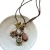 Collar con Colgante de Mariposa de Cuerda de Cera Bohemia para Cámara Estilo Étnico Vintage Cadena para Clavícula Collar de Alta Calidad para Mujeres Venta al por Mayor