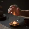 Portavelas Estilo Zen con Pantalla de Vidrio a Prueba de Viento, Lámpara de Cera Aromaterapia para el Hogar Estilo Retro Chino, Adorno Decorativo para Sala de Té