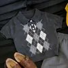 Estilo Coreano para Niños Verano 2026 Nuevo Gris Patrón de Diamantes Cuello Polo Manga Corta Camisa de Punto Traje Casual para Niños Pantalones Cortos