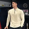 Ropa interior térmica para hombre Otoño e Invierno 280g Terciopelo de Doble Cara Cuello Alto Cremallera Color Sólido Deportiva de Negocios Moda Casual Capa Base