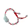 Pulsera de cuerda roja con colgante luantong de cuentas de jade natural de la suerte, estilo étnico tejido a mano, moda para hombre y mujer