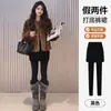 Pantalones-falda de dos piezas falsos que cubren la cadera, modelo nuevo 2026 talla grande para mujeres de talla grande, adecuados para primavera y otoño, delgados, ajustados, leggings adelgazantes