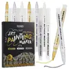 Caneta marcadora acrílica artística de 15mm nas cores dourado, prata e branco para pintura estudantil, grafite em pôsteres, caneta marcadora de secagem rápida e à prova d'água