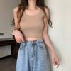 Top de punto estilo coreano de verano 2024, ajustado, corto, con ombligo al descubierto, sexy, ajustado, estilo halter para mujer
