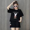 Traje casual de moda de verano para mujer, estilo coreano, nuevo estampado de dos piezas, camiseta de manga corta, pantalones cortos de pierna ancha, traje de dos piezas