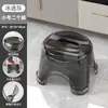 Taburete Transparente Apilable de Plástico Extra Grueso para el Hogar, Taburete de Baño Antideslizante para Niños, Mesa de Café Redonda Pequeña para Sala de Estar