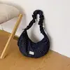 Bolsa de Ombro Plissada Floral Estilo Coreano Ins Shuai Mi Jia para Mulheres, Novo Modelo 2026, Bolsa Transversal Grande Capacidade Casual para o Dia a Dia