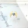 Pendientes de Aleación de Titanio F136 Corazón de Ángel Ala de Zirconia G23 Titanio Rosca Interna Joyería para Piercing de Labio Cabeza