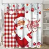 Cortina de ducha de Papá Noel divertida más vendida en Amazon Temu, cortina de ducha y cortina de ventana de poliéster impermeable con impresión digital navideña