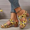 Nuevas Chanclas de Cuña con Graffiti de Comercio Exterior de Boca de Pez para Mujer, Sandalias de Playa de Color Caramelo de Suela Gruesa de Punta Abierta con Tacón Grueso Transfronterizas Wish