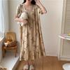 Bata Larga de Mujer Verano Algodón Seda Pijama Estilo Vacaciones de Gama Alta Vestido Largo Dulce Estilo Étnico Vestido Largo Algodón Artificial