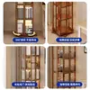 Estantería Giratoria de Madera Maciza, Estante de Almacenamiento de Pie, Librería para el Hogar, Vitrina para Estudiantes, Armario de Almacenamiento Simple Integrado para Sala de Estar