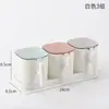 Conjunto de Caixas de Temperos para Cozinha com Tampas, Pote de Sal, Caixa de Armazenamento de Condimentos Doméstico com Colher