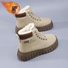 Botas de Terciopelo de Caña Alta para Mujer para Invierno, Zapatos de Algodón Gruesos Cálidos Versátiles Estilo Coreano, Botines de Suela Gruesa, Botas de Nieve Casuales para Mujer