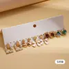 Conjunto de Dez Peças de Brincos de Resina Estilo Europeu e Americano com Strass e Pérolas de Imitação, Design de Laço, Brincos Vintage Elegantes e de Alta Qualidade para Mulheres