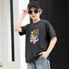 Comercio Exterior Transfronterizo Ropa Infantil Marca de Moda Camiseta Verano Estampada Manga Corta Algodón Lavado Retro Moda Elegante Top