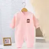 Ropa de una pieza para bebé con estampado de dibujos animados moderna, manga larga, para primavera y otoño, algodón peinado de cuatro niveles, ropa para bebé y ropa para gatear