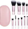 Kit de Pincéis de Maquiagem Mini com 10 Peças, Kit de Pincéis Portátil para Iniciantes, Ferramentas de Beleza, Pincel para Pó Solto e Blush, Pincel para Sombra