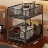 Prateleira de Armazenamento de Mesa Aparador Armazenamento de Bancada Lanche Extraível Organizador em Camadas Caixa de Armazenamento de Saquinhos de Chá
