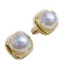 Aretes Simples de Perlas Estilo Coreano Moda para Mujer Aretes Distintivos de Diamantes Cuadrados Huecos Pasadores de Plata 925 Aretes para Novias